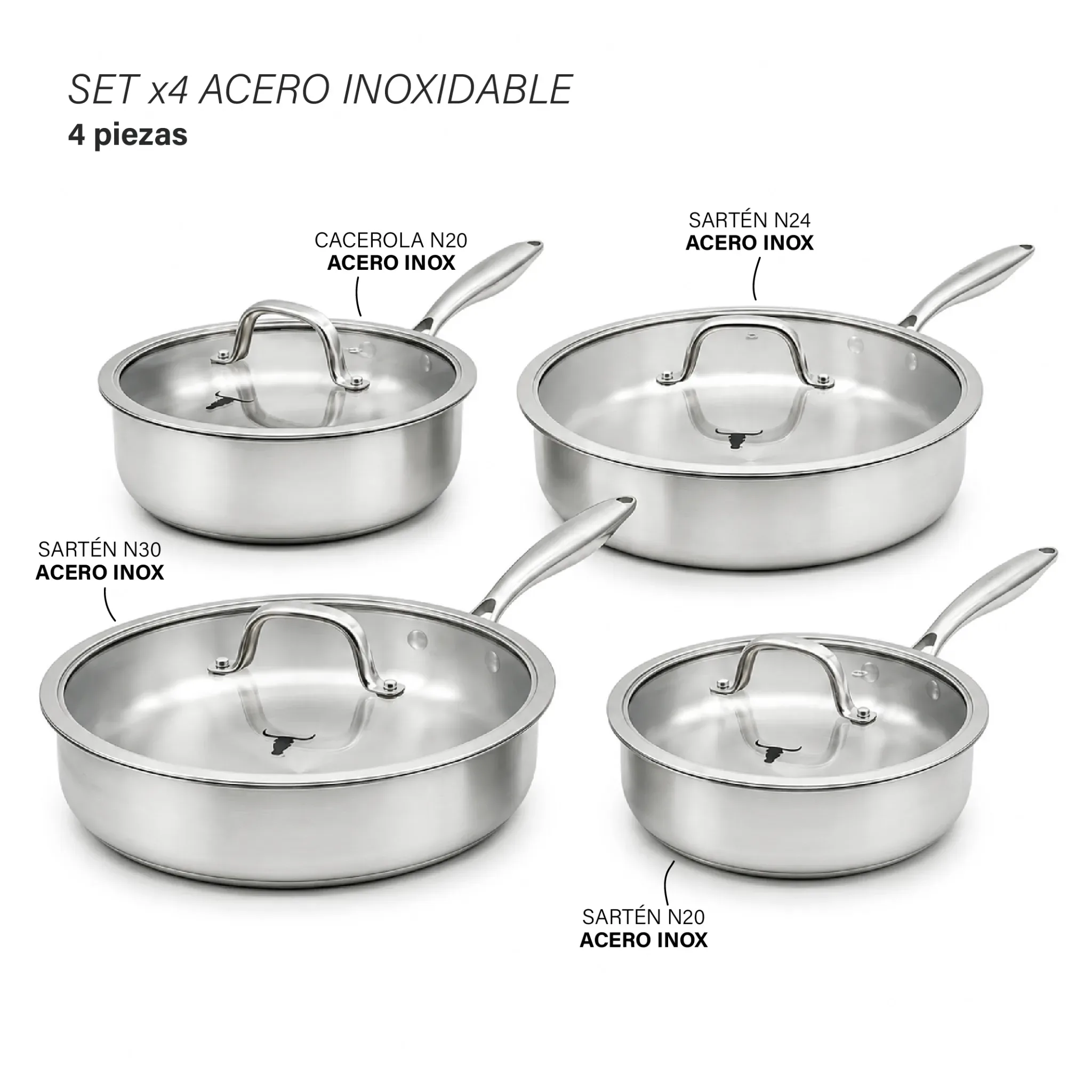 Set x4 Acero Inoxidable