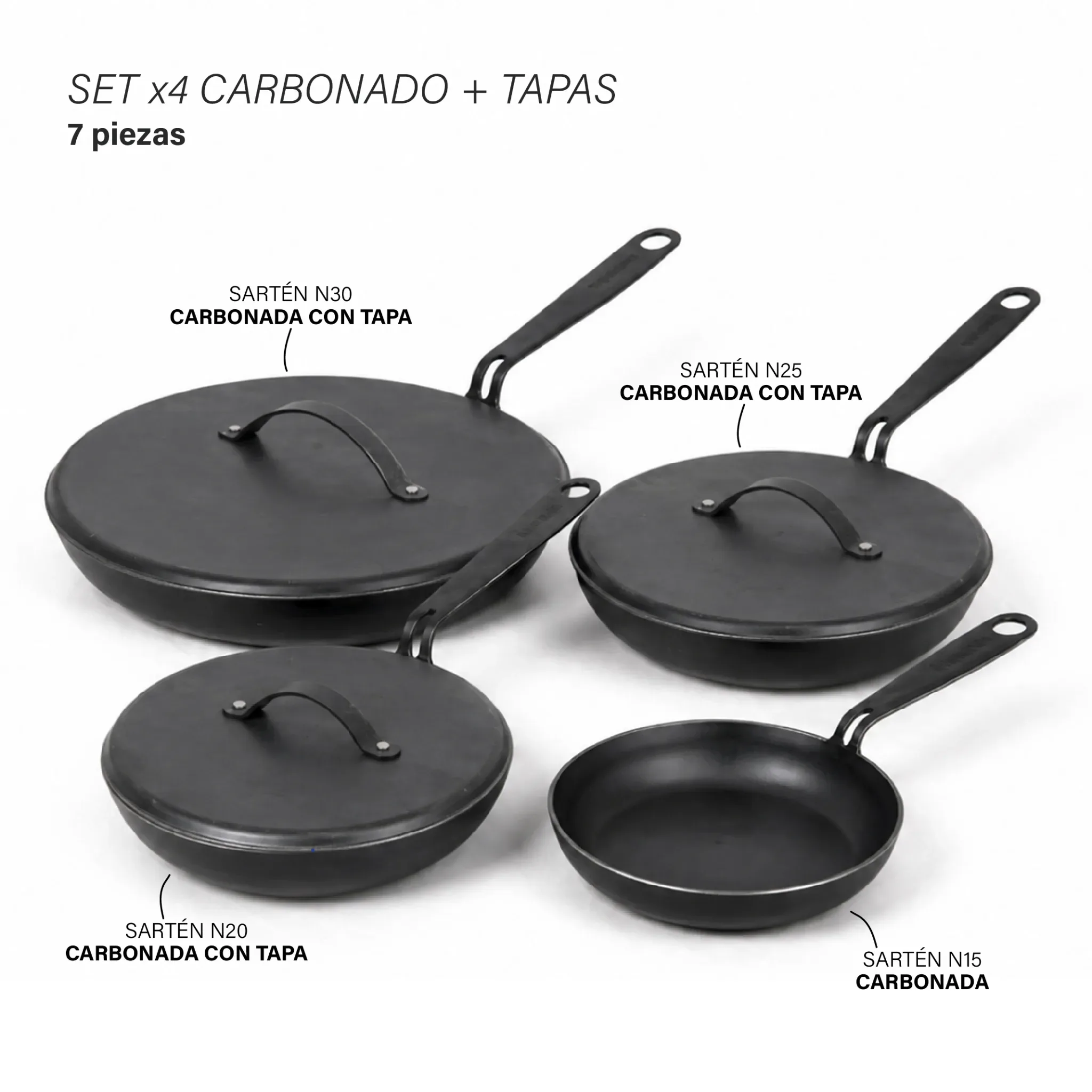 Set x4 Carbonado + Tapas