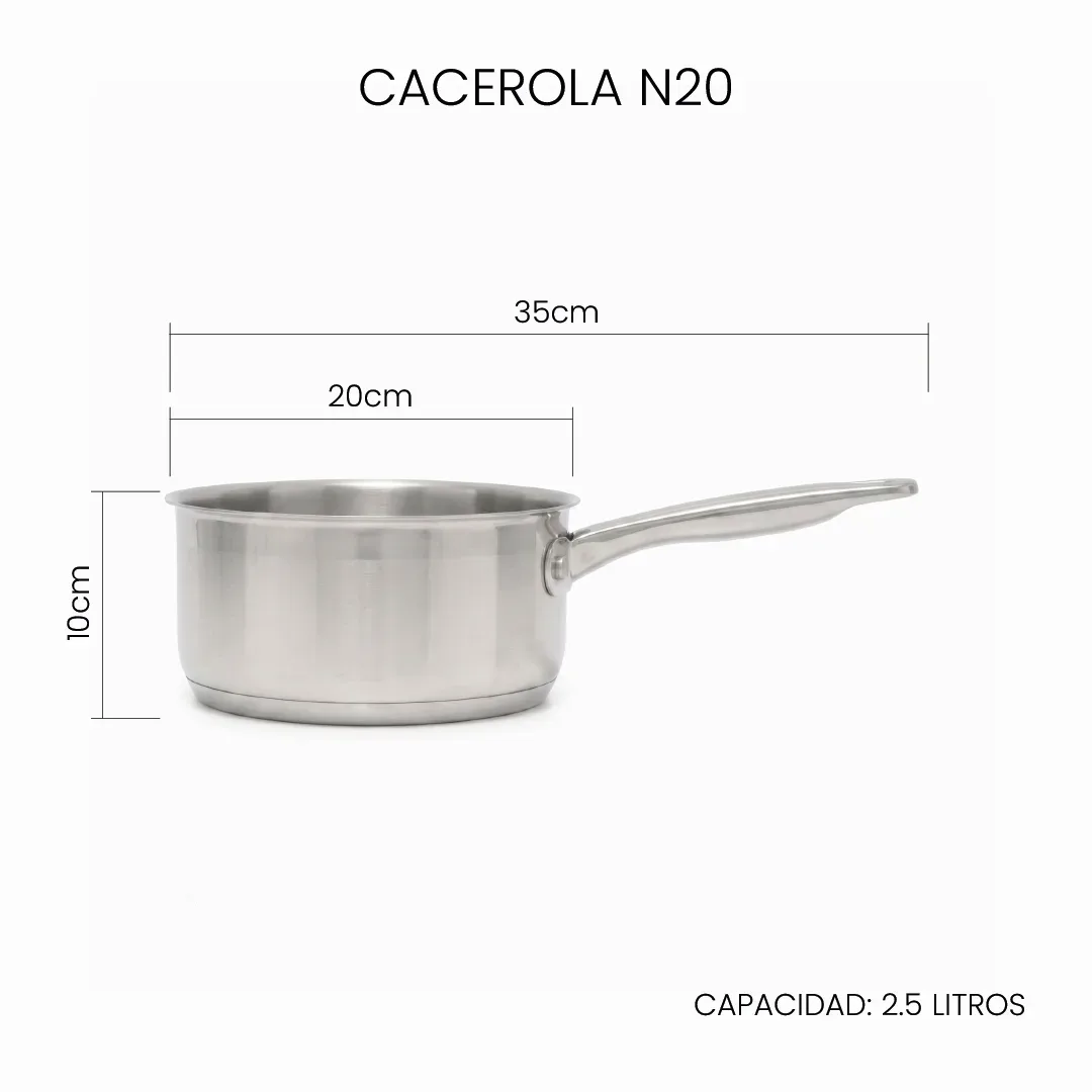 Set x3 Cacerolas | Acero Inox sin Tapa
